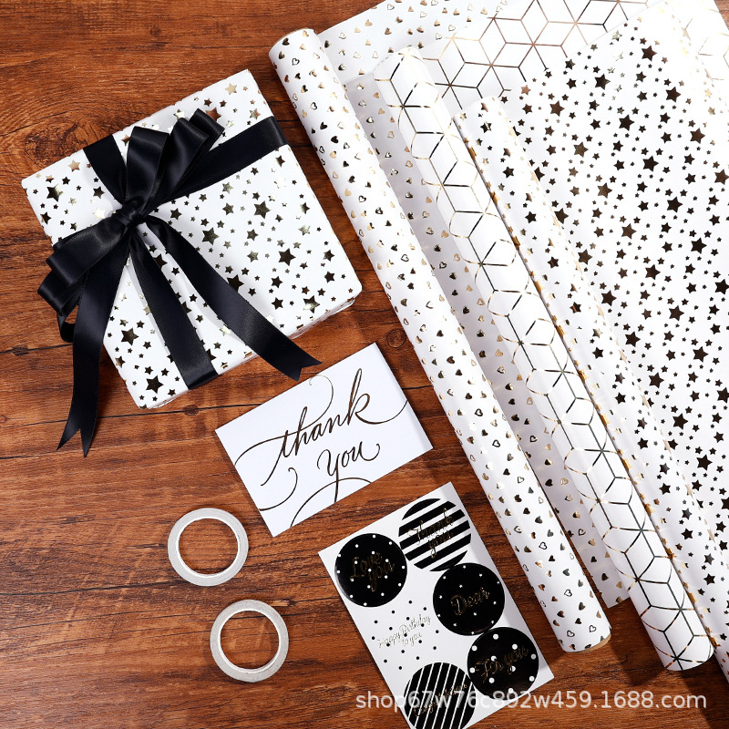 Amazon Hot Sale Gift Wrap Paper Big Size White Printed Gift Paper Embalaje de regalo de cumpleaños de San Valentín