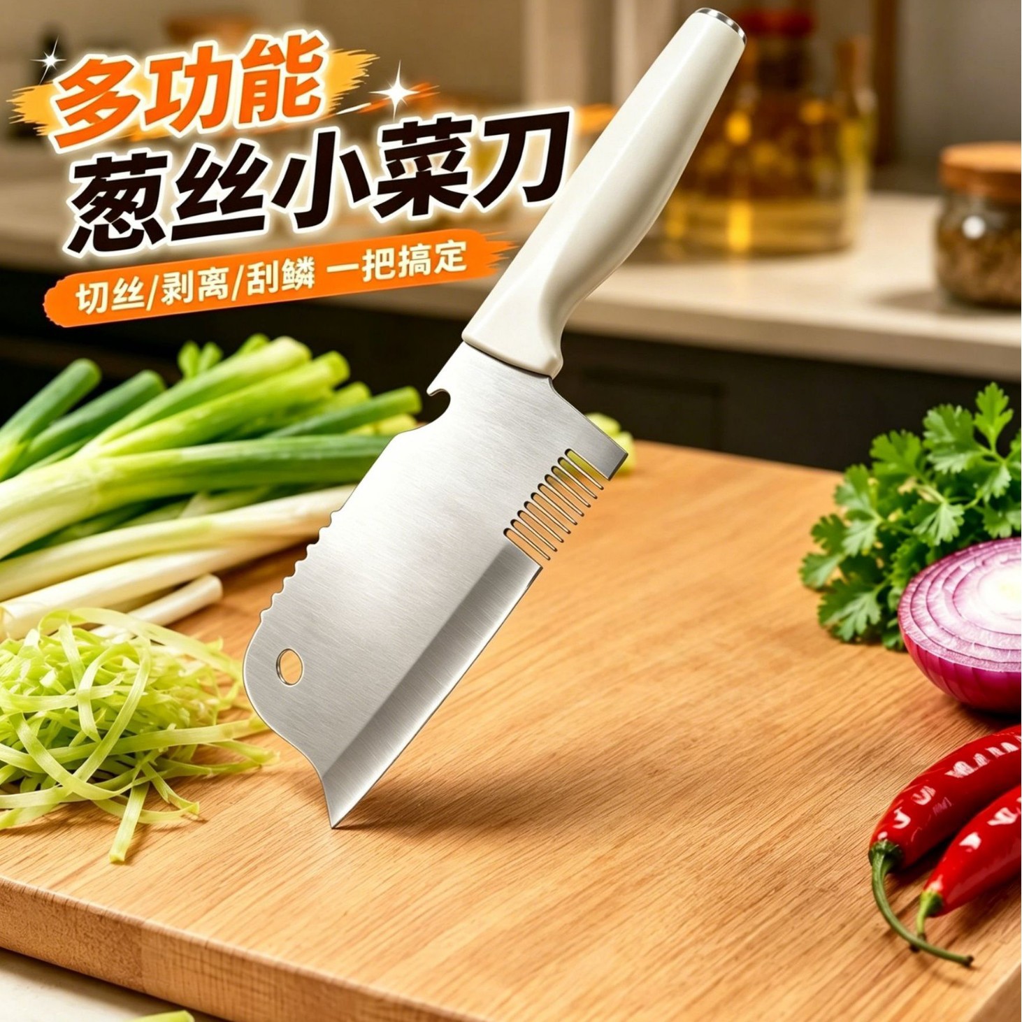 cuchillo de cebollas, cuchillo de alambre de acero inoxidable, cuchillo de corte de verduras, cortador de cebollas multifuncional de cocina