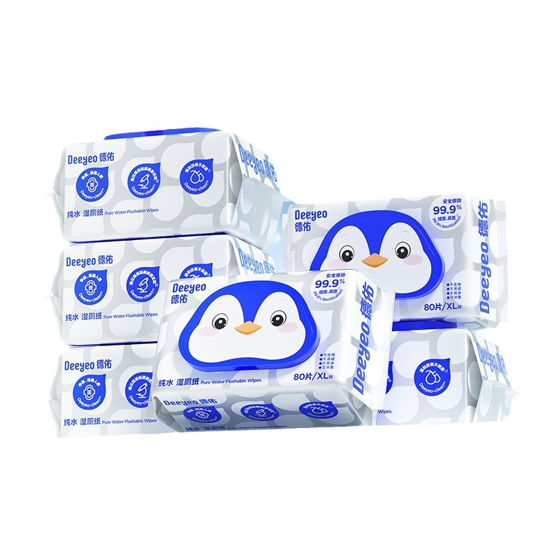 【厳選】徳佑純水湿トイレットペーパー家庭の実恵装80吸引 * 6包のトイレタオルは男女共通で流すことができる