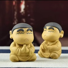 紫砂茶宠蜡笔小新同款摆件手工佛系茶玩可养呆萌茶道茶桌茶具配件