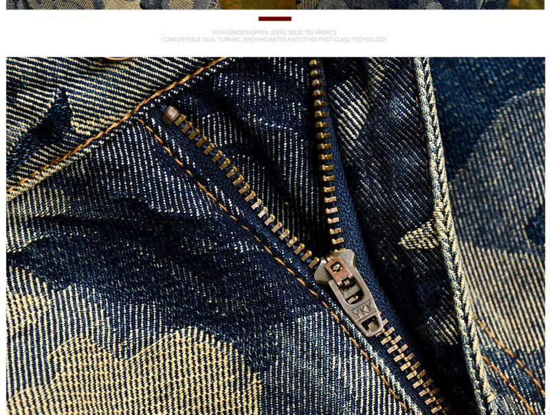 Men's Retro Washed Straight Leg Jeans Loose Fit Patchwork Denim_voghion.com