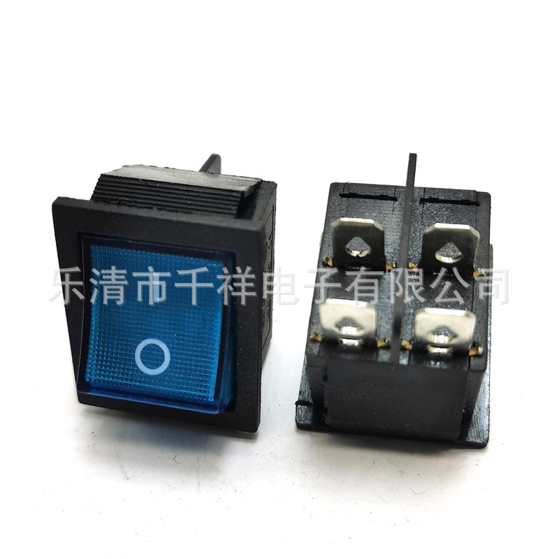 大电流船型开关31*25KCD4煮面炉专用四脚带灯电源船型翘板开关