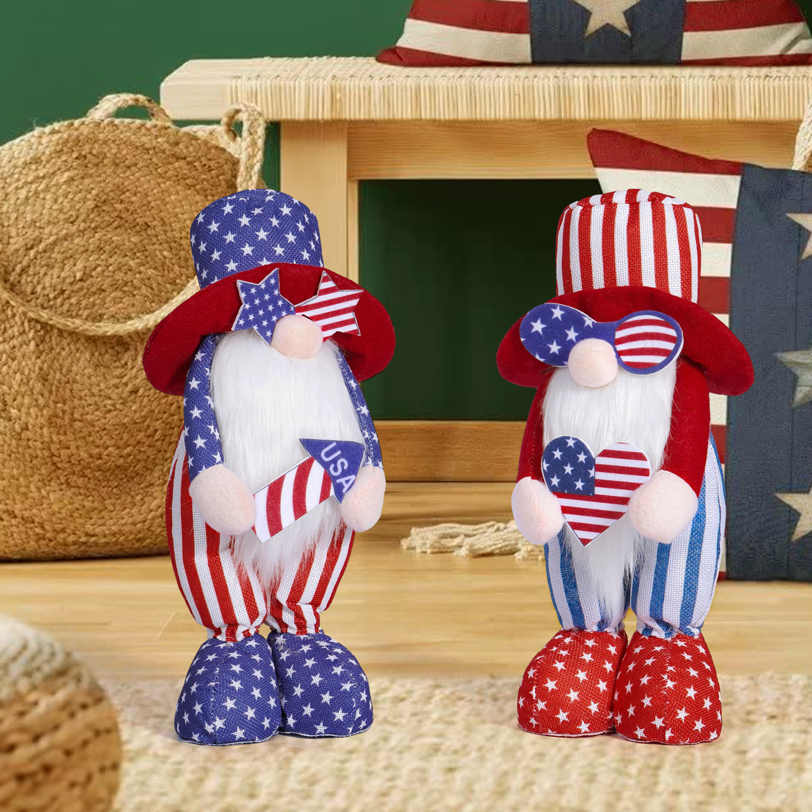 Muñeca sin cara transfronteriza Día de la Independencia de los Estados Unidos enana muñeca decoración regalo de vacaciones decoración