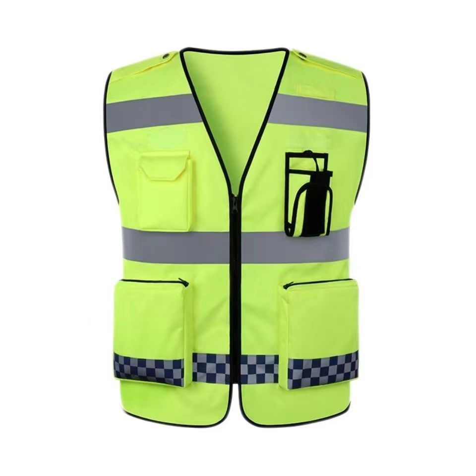chaleco de seguridad reflectante chaleco de malla de bolsillo ventilado de tela Oxford rescate de carretera chaleco reflectante personalizado LOG