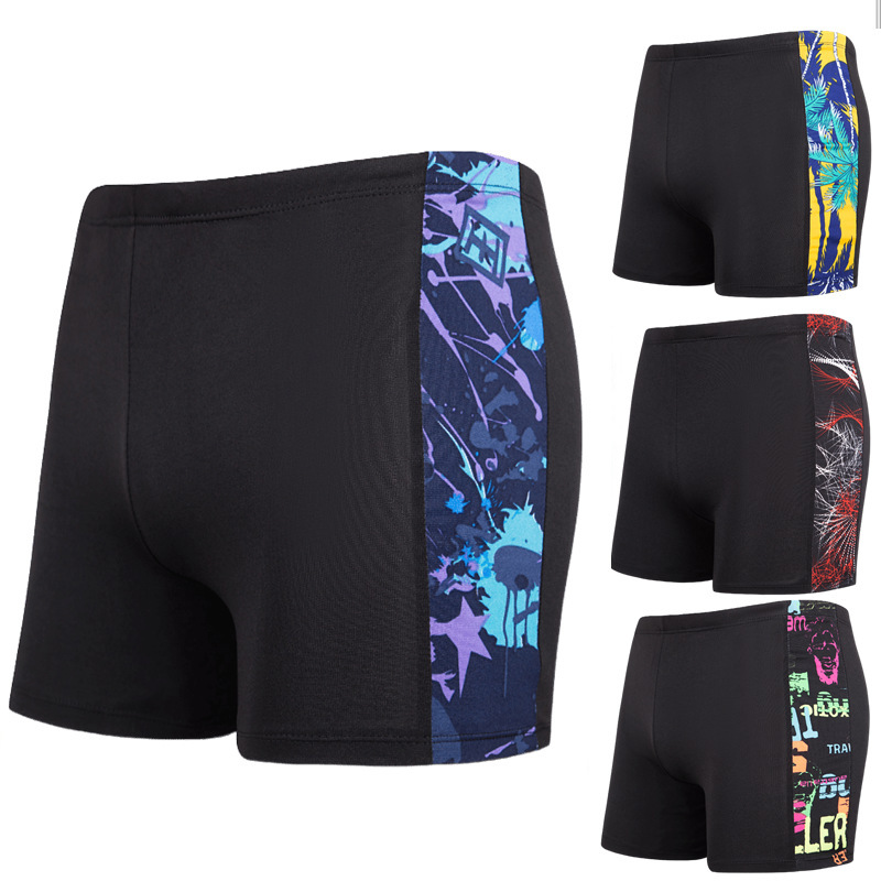 Men's plus fat plus size boxer swimming trunks fashion printing men's hot spring swimwear fat pants wholesale 300kg