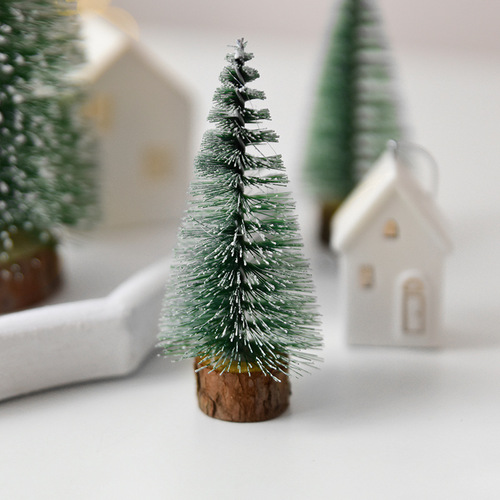 NUCHI圣诞沾白迷你树桌面小型圣诞树圣诞雪松松针树圣诞橱窗装饰