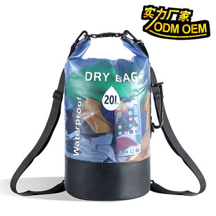 Cross-border Hot-selling Waterproof Bucket Bag 10L20L Translucent Large Capacity Tracing Stream Swimming Camping PVC Outdoor Waterproof Bag