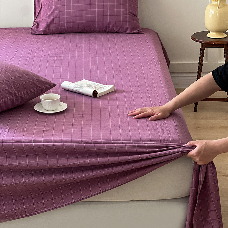 Sábanas de algodón lavado de algodón de estilo japonés, dormitorio de estudiantes de una sola pieza, 100 sábanas dobles individuales de algodón puro, sábana individual, juego de tres piezas 3