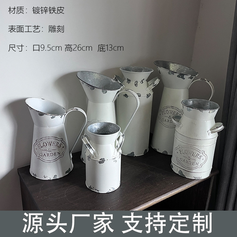 Iron Flower Bucket, Flower Pot, American-Style Vase, Flower Shop Dried Flowers, Fresh Flowers, Pastoral Iron Art Bucket, Flower Arrangement Bucket, Direct Supply from Manufacturer