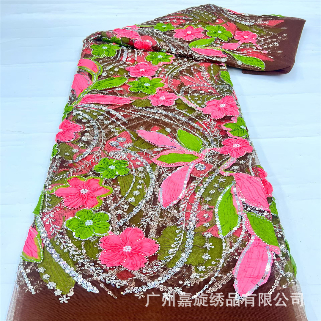 África Vietnam vestido de boda vestido de espectáculo vestido de boda con cuentas roscas bordadas de paleta tela de bordado encaje vestido de boda