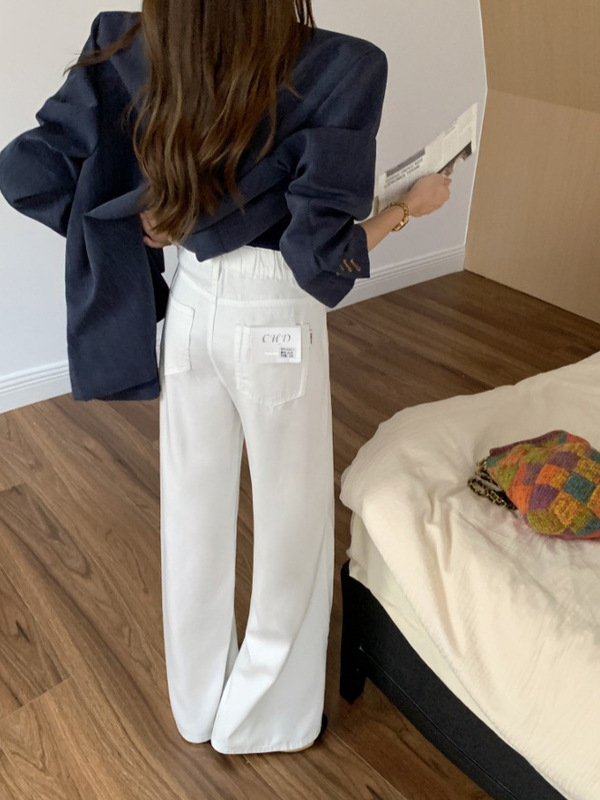 高级感白色牛仔裤女2025夏季新款优雅垂感显瘦直筒裤天丝薄款长裤|undefined