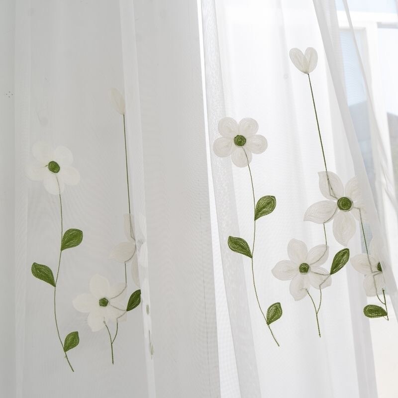 White Magnolia embroidered curtain yarn bay window curtain bedroom balcony partition yarn modern transparent household sunscreen gauze curtain White Magnolia embroidered curtain yarn bay window curtain bedroom balcony partition yarn modern transparent household sunscreen gauze curtain
