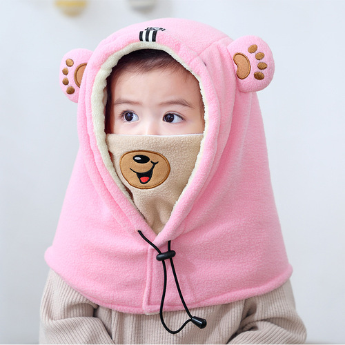 Foreign trade new hat and scarf kit cute cartoon baby warm hat Korean version winter baby hat K045