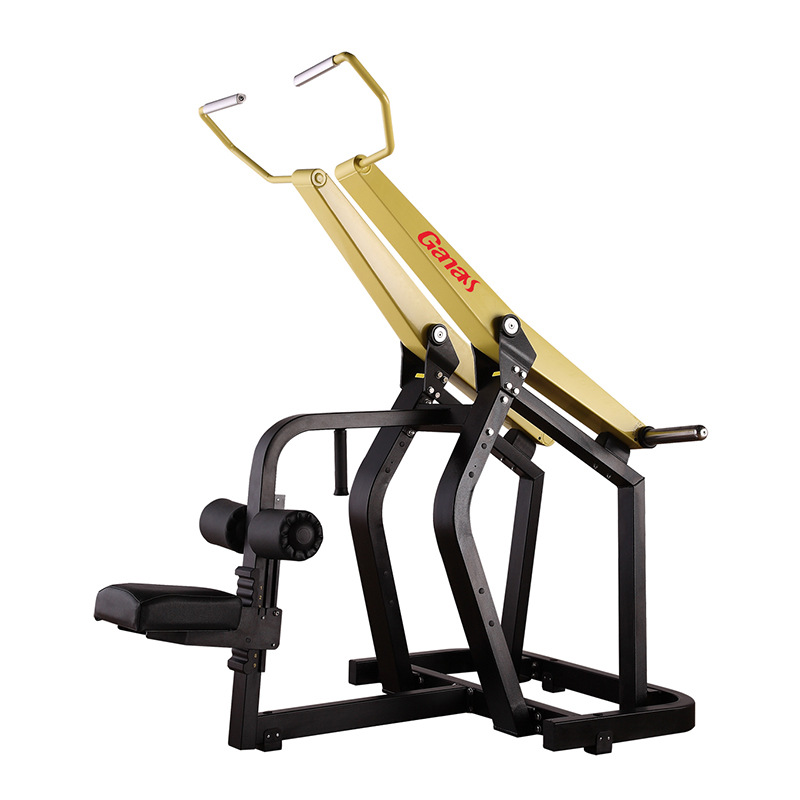 Equipo de gimnasio Bumblebee: máquina de press de pecho, polea de hombro, levantamiento de hombros en posición alta y baja, equipo de fuerza comercial completo.