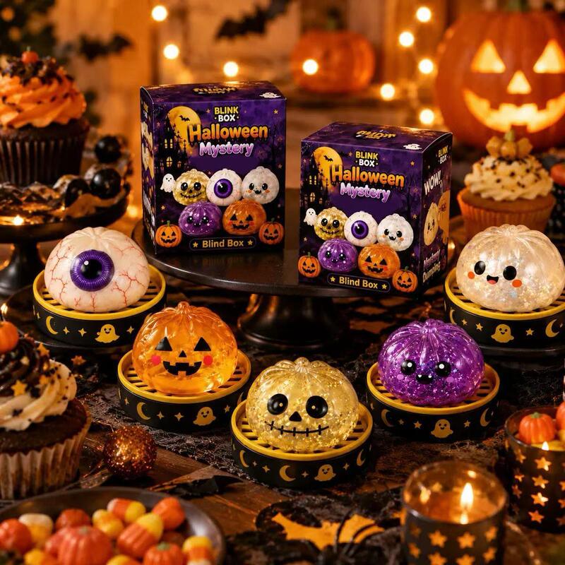 Cross-border Halloween purple bun with steamer, squeeze and pinch toy, funny and cute, stress-relief blind box toy wholesale