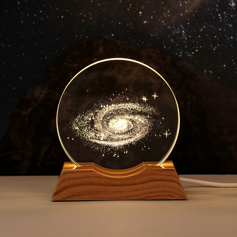 宇宙飛行士星空ナイトライト3Dクリスタル彫刻発光置物クリエイティブギフト寝室雰囲気ランプ誕生日プレゼント|undefined