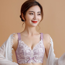 大胸显小薄款全罩杯大包容文胸罩调整型收副乳聚拢蕾丝无钢圈内衣