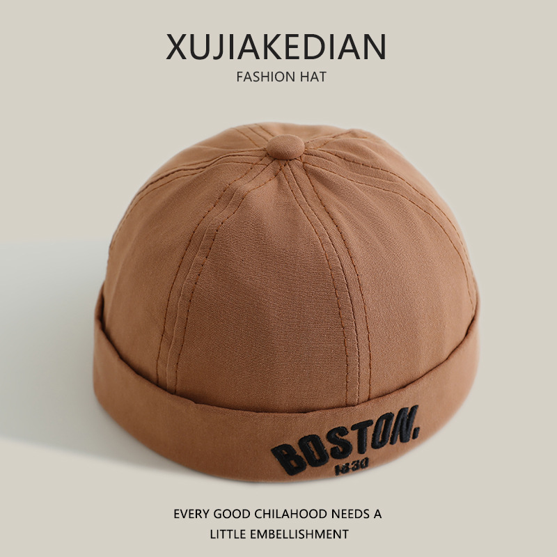 Sombreros de bebé primavera y otoño para niños primavera delgada personalidad sombrero de tierra para niños y niñas bordados letras sombrero de piel de melón bebé