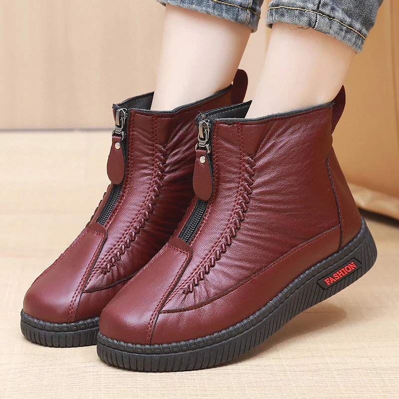 Zapatos de algodón de madres, zapatos de invierno para mujeres 2026 botas cortas antideslizantes para ancianos, botas de moda cálidas para ancianos