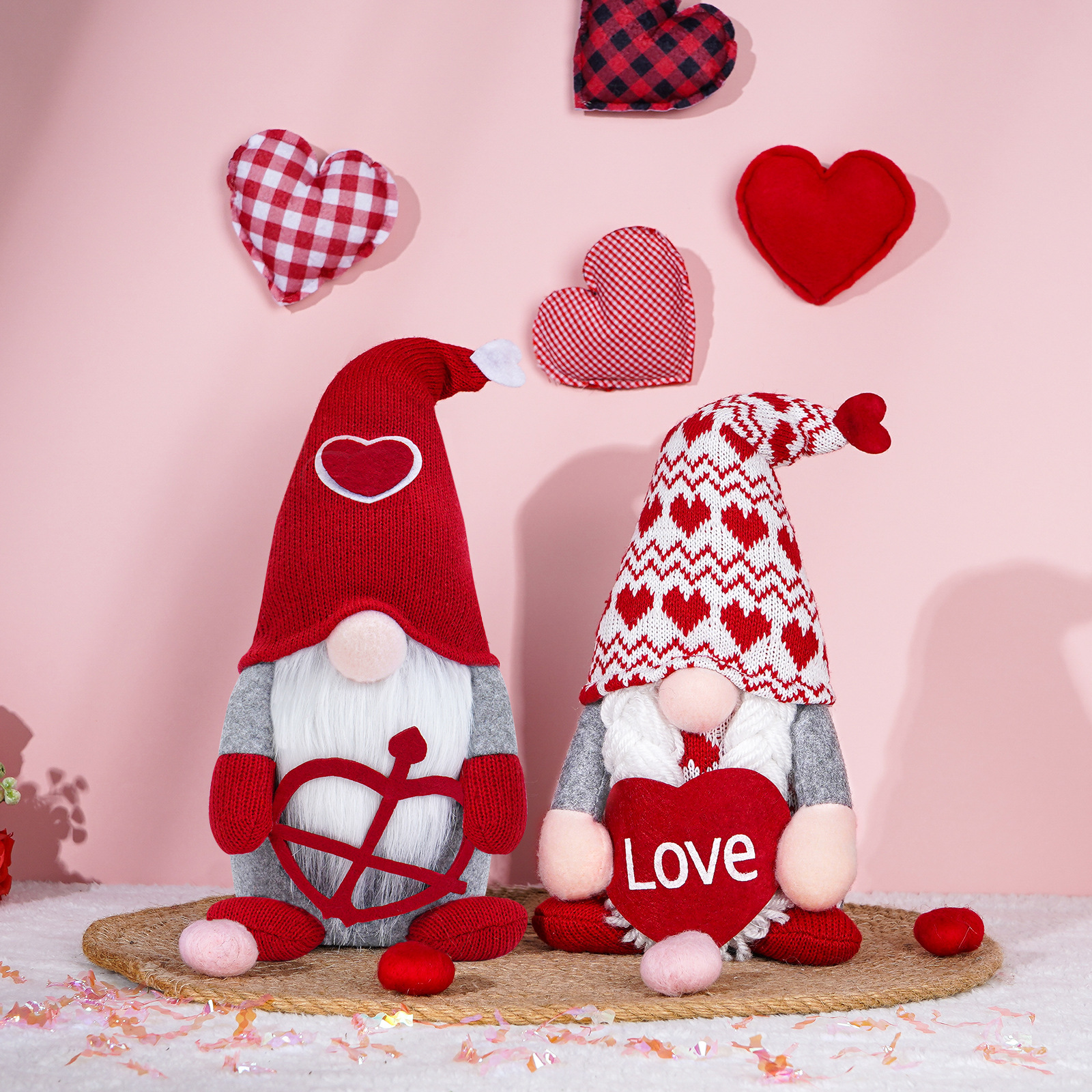 Amor pareja Rudolf muñeca Día de San Valentín enano decoración de la muñeca