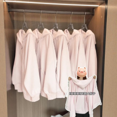 山东即墨卫衣女粉色连帽卫衣外套女款秋季薄款2025韩系显瘦外套