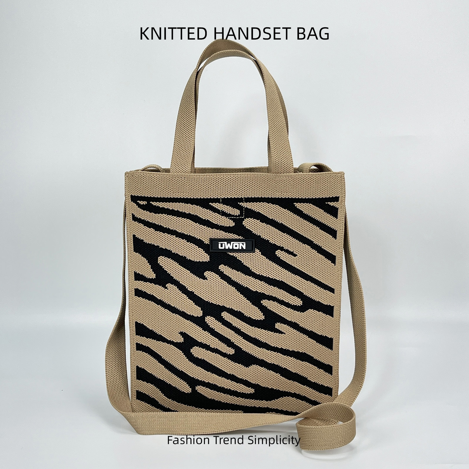 Nuevo bolso de hombro de punto de rombo en blanco y negro, bolso de mensajero de viaje de gran capacidad casual coreano, bolso cuadrado pequeño