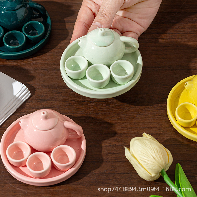 Fun Colorfulful Kidsren's Artificial Tea Set That Can Make Tea and High Temperature Resistant Kung Fu Tea Set Tea Art Enlightenment Educational Tea Set