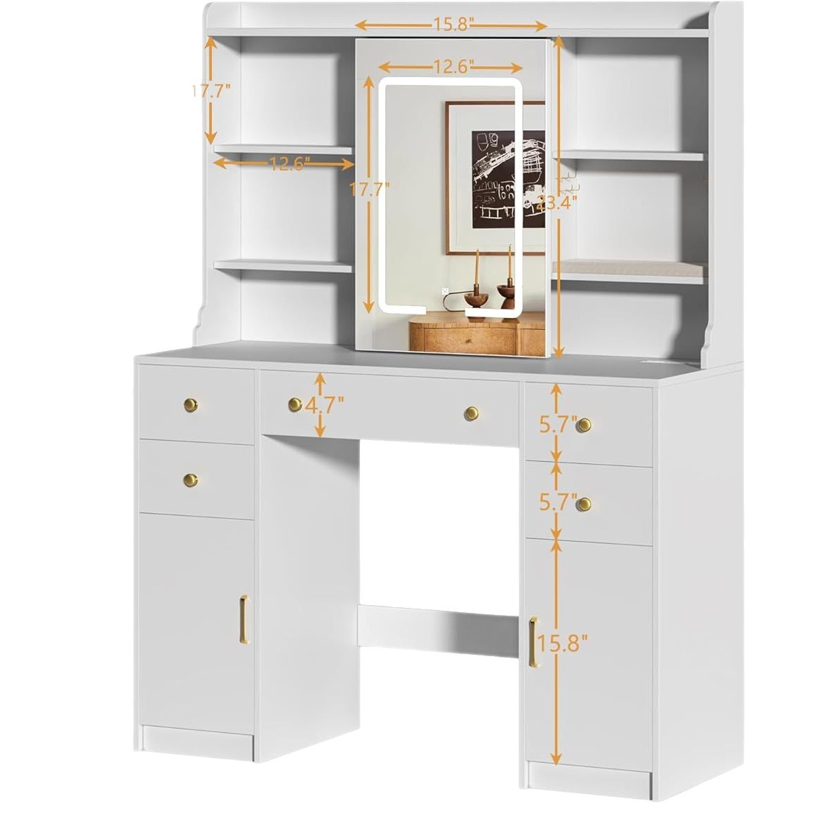 Mesa de maquillaje de madera maciza mesa de maquillaje de almacenamiento simple dormitorio moderno 2025 nuevo estilo de mesa de maquillaje de lujo ligero doméstico