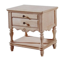 无油漆原木床头柜白胚中式简约家用床边柜储物柜美式收纳柜白茬