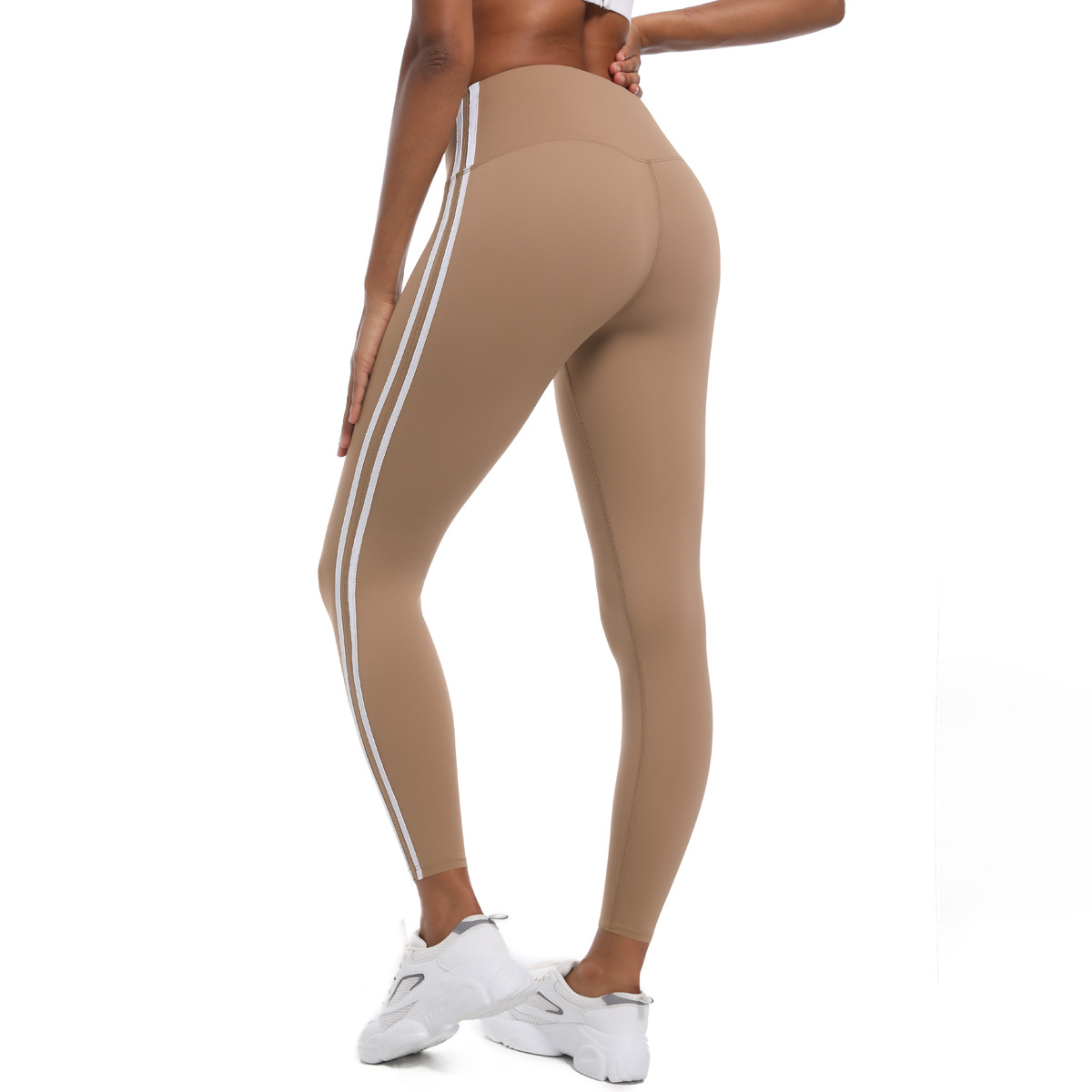 Fitness Sport Style Stripe Nylon Collarless Side Stripe Active Bottoms Leggings display picture 51