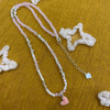 S925 Sterling Silver Pearl Scrap Silver Pink love Necklace A small minority design personality ins