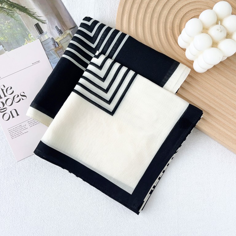 Traje de primavera y verano "Silk Mian" Pañuelo de seda a rayas de temperamento simple