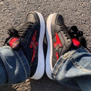 2025 Summer Scottish Yellow Plaid Bread Shoes Men's and Women's Retro Casual Shoes National Trendy Couple's All-match Sports Sneakers