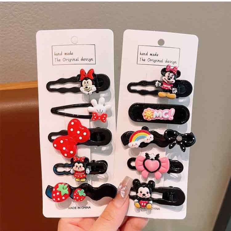 Clips para el cabello de los niños Mickey Minnie niños divertidos lindos clips para el cabello de dibujos animados suave dulce versátil clips laterales para las niñas joyas para el cabello