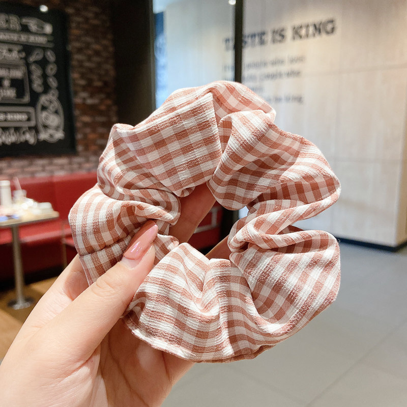 Satín coreano anillo de cabello de intestino grande mujer de moda cuerda de cabeza de alta calidad temperamento flor de cabello bola de cabello toque de cabeza
