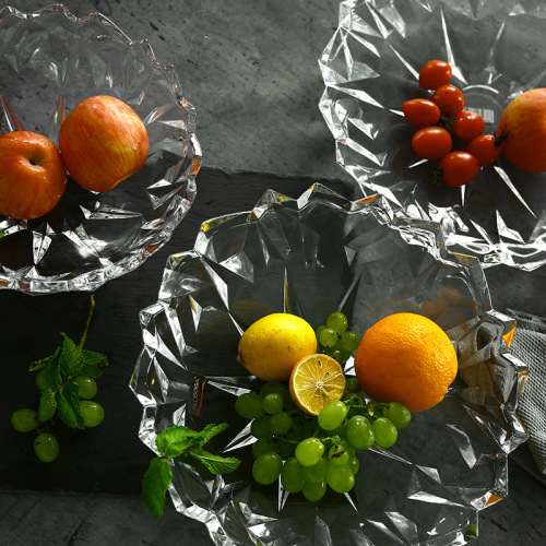 Creative modern Nordic large crystal glass fruit plate home living room coffee table fruit plate snack candy plate fruit bowl