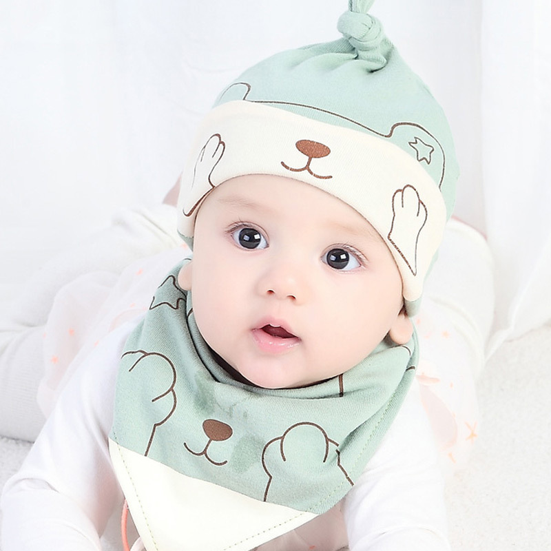 Oferta especial de liquidación otoño niños de dibujos animados sombrero de tela de algodón sombrero infantil saliva toalla gato sombrero triángulo toalla traje 5204