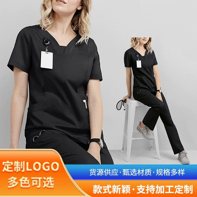 Одежда для медсестер внешней торговли, Женская медицинская рабочая одежда, одежда для ручной стирки с короткими рукавами, Раздельный костюм, Хирургическая Одежда, четырехсторонняя эластичная щетка, одежда для рук