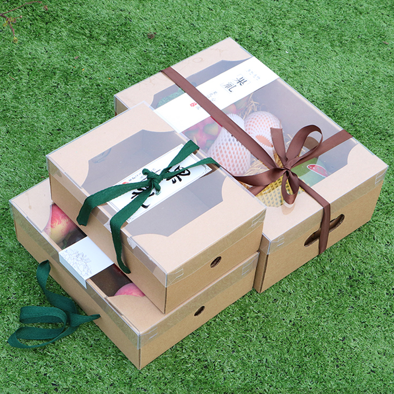 Caja de regalo de frutas universales, fruta del dragón, mango, naranja, uva, caja kraft vacía creativa personalizada