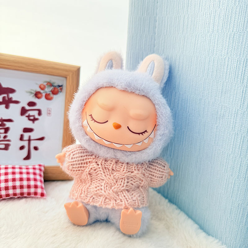 Solo ropa] Llavero de primera y segunda generación Labubu colgante de ropa Rabubu ropa de bebé suéter de punto traje de sombrero
