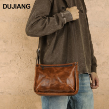 跨境热销男士斜挎包真皮油蜡皮单肩包通勤休闲简约包包多功能男包