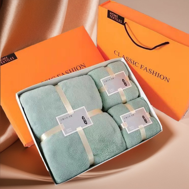 Coral fleece towel bath towel three-piece gift box absorbent towel lint-free activities hand gift bath towel gift