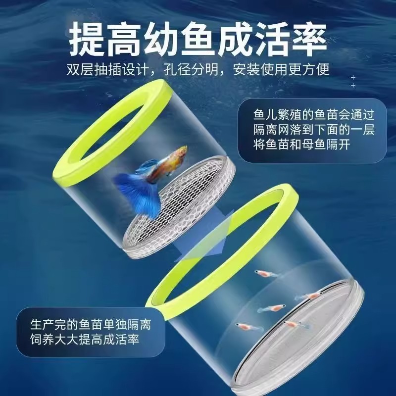 Nueva caja de aislamiento caja de incubación transparente para peces pavos aislados suspendidos larvas de peces de parto incubación flotante de alevinas