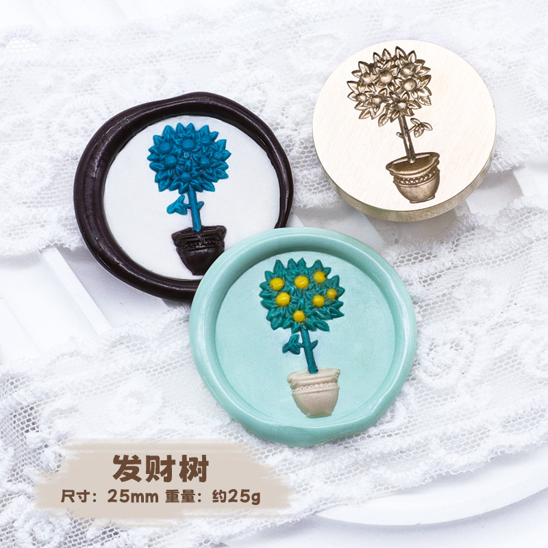 Sello de pintura de fuego serie de plantas tulipán rosa artística fuego pintura sello creativo cera regalo