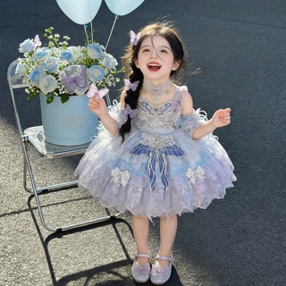 洛丽塔女童公主裙夏装2026新款小女孩绝美连衣裙儿童生日礼服裙子