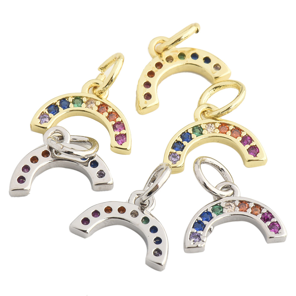1g Weight Copper Inlay Color Block Rhinestones Pendant Necklace