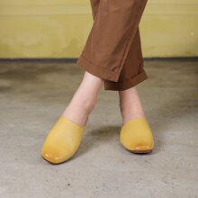 复古时尚头层羊皮拖鞋女夏外穿方头平底包头穆勒拖舒适百搭半拖