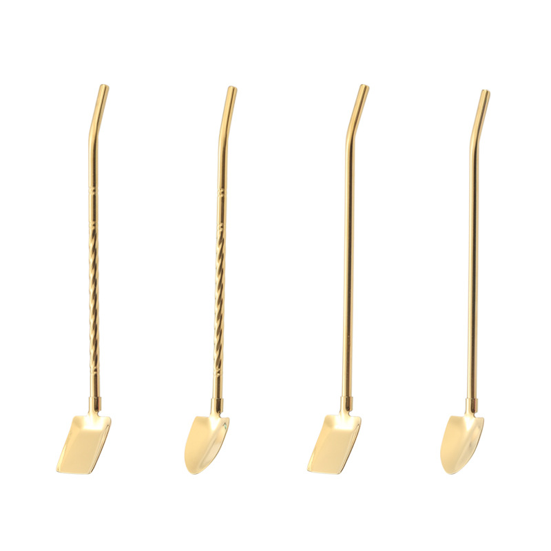 Internet celebridad 304 de acero inoxidable cuchara de paja creativa jugo de café cuchara integrada pala de paja de sandía pala