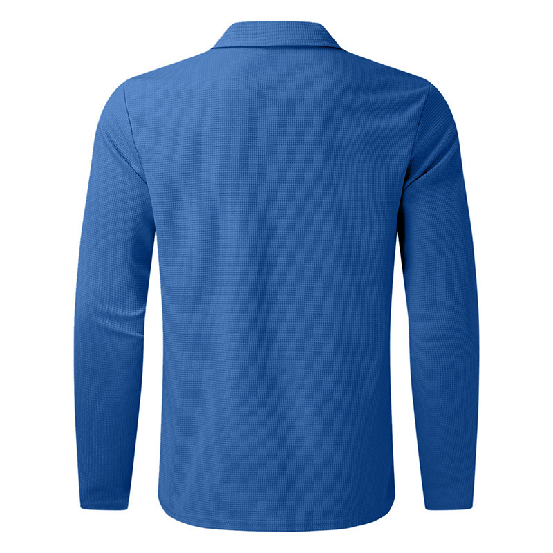 2024 Men's Half Zippered Waffle Thin Dress with Relaxed Short Sleeve Polo Collar_voghion.com