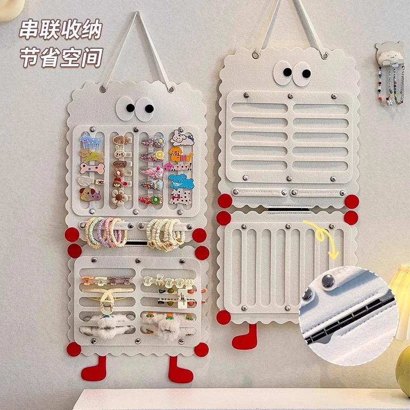 首饰收纳神器门后墙上耳环耳钉展示架毛毡挂袋发饰饰品整理置物架|undefined
